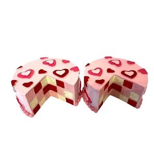Valentine's Heart Cake Slice Sculpture Table Decor Valentine Decor Set‎ of 2 NEW